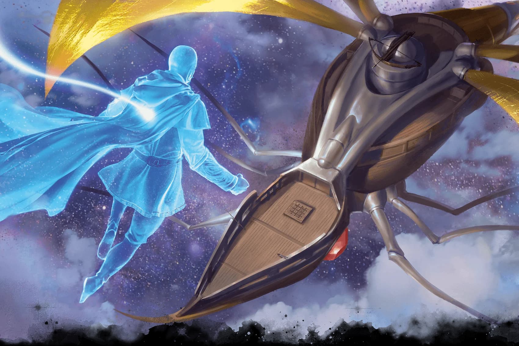 While using an astral projection spell to traverse the Astral Sea, Mordenkainen the wizard happens upon a spelljamming ship