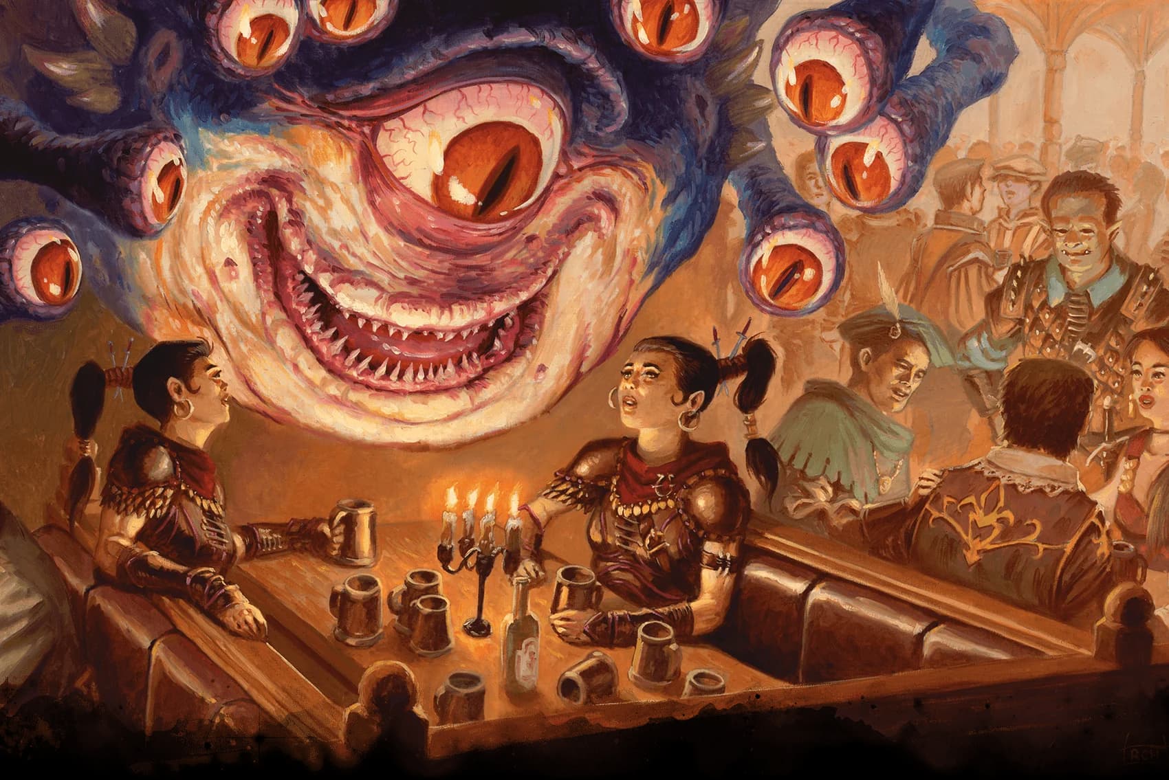 Large Luigi, the proprietor of the Happy Beholder, is delighted to meet new patrons