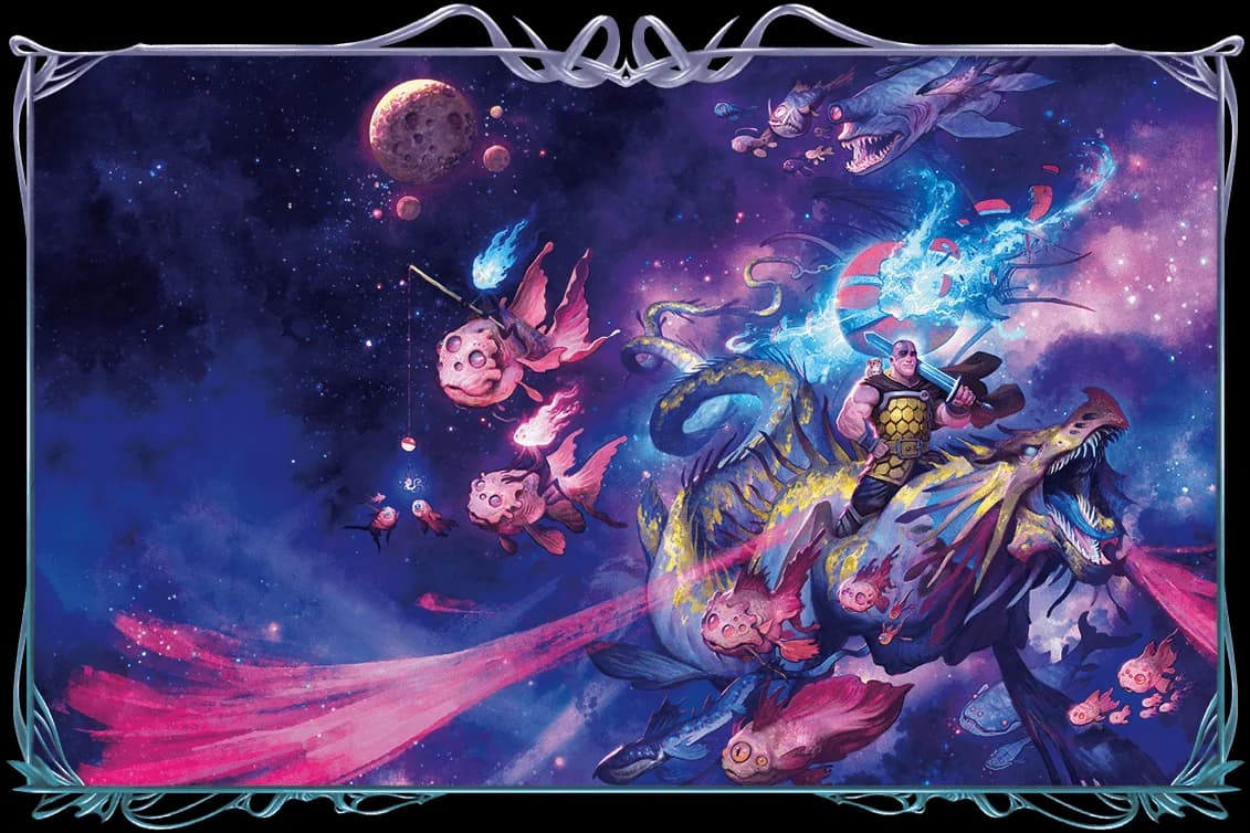 On the Cover: Illustrator Justin Gerard shows Minsc the ranger and his stalwart companion, Boo the space hamster, flying through Wildspace on the back of a solar dragon.