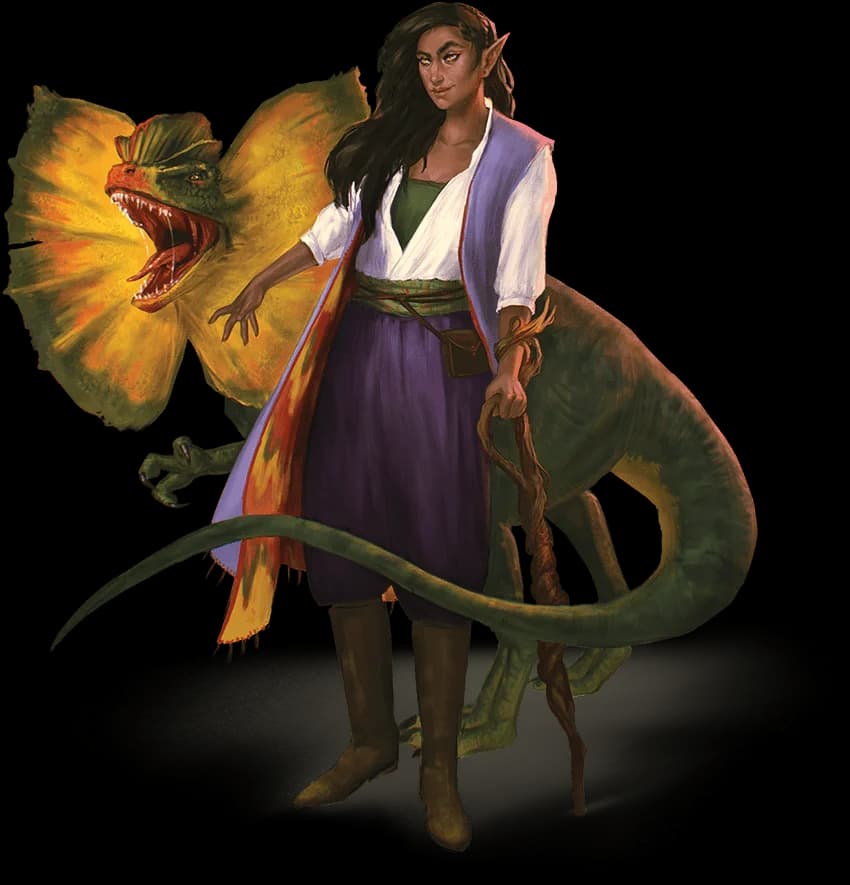 A druid summons a primeval beast