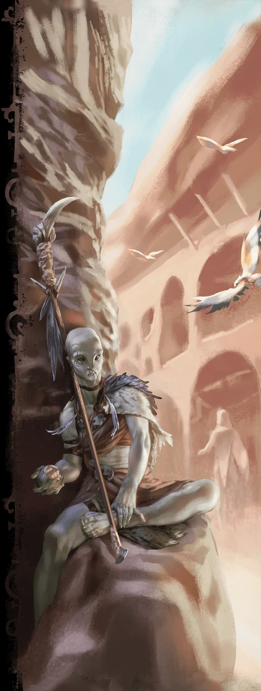 A huge melon in a human's hands is a snacking fruit in a stone giant's