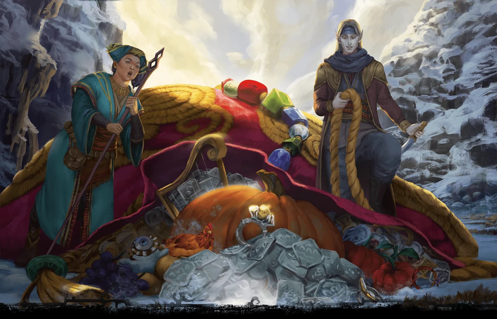 Adventurers discover the eclectic contents of a cloud giant's bag