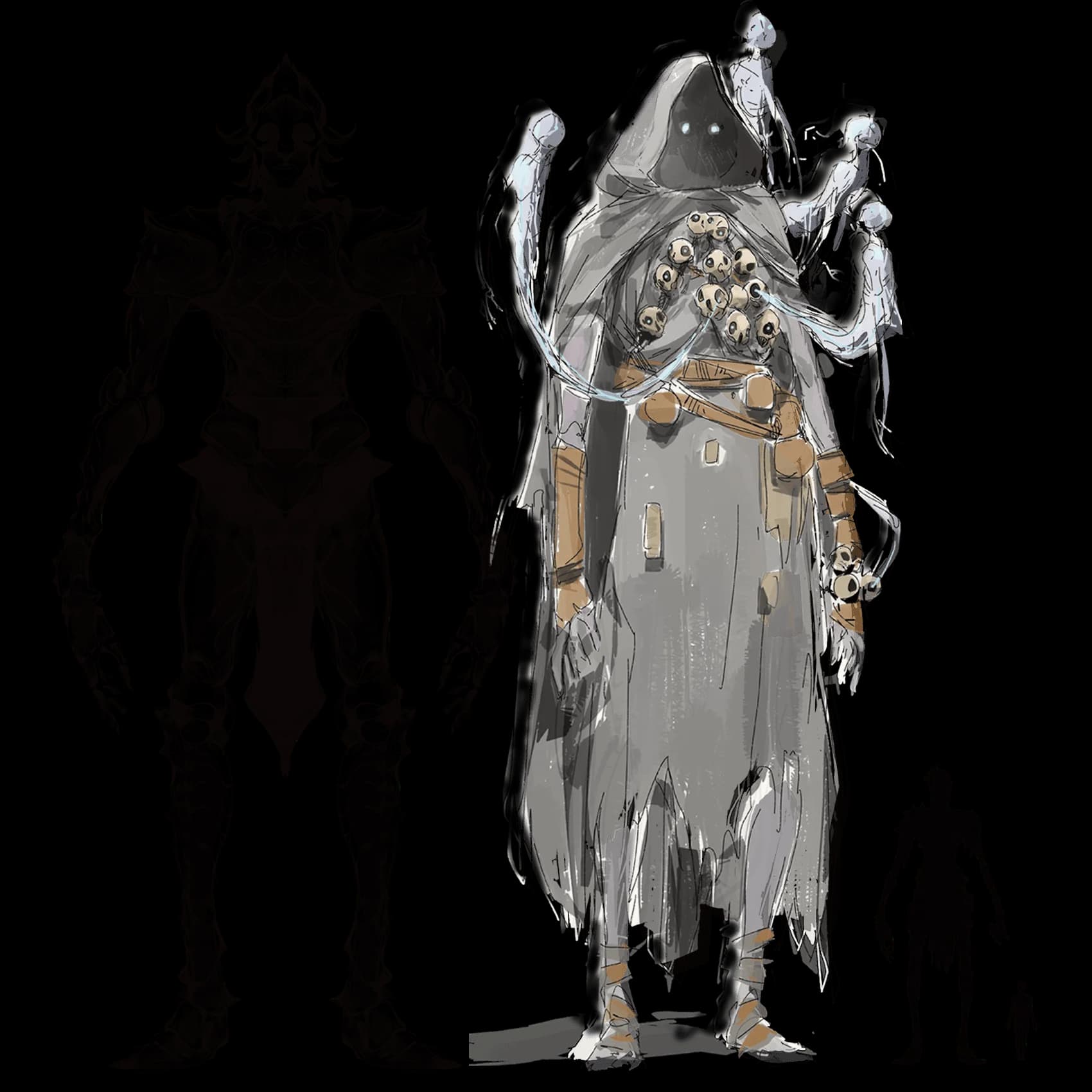 Death giants are as tall as their cloud giant ancestors, and even more gaunt