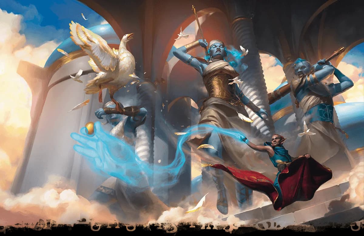 On the Cover: Bigby's grasping hand steals a giant goose's golden egg from its cloud giant keepers in this painting by Cynthia Sheppard.