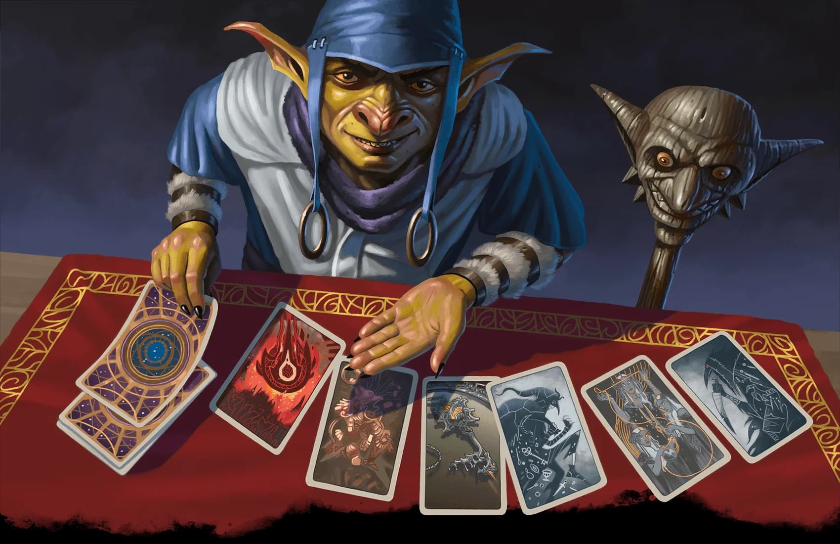 {@creature Oddlewin|BMT} the nilbog will read your future with his Deck of Many Things—for a price