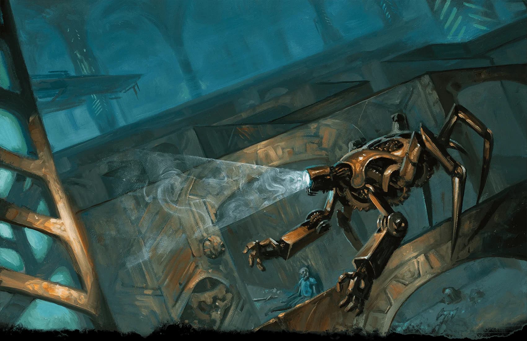 Drones ceaselessly patrol the gilded labyrinth