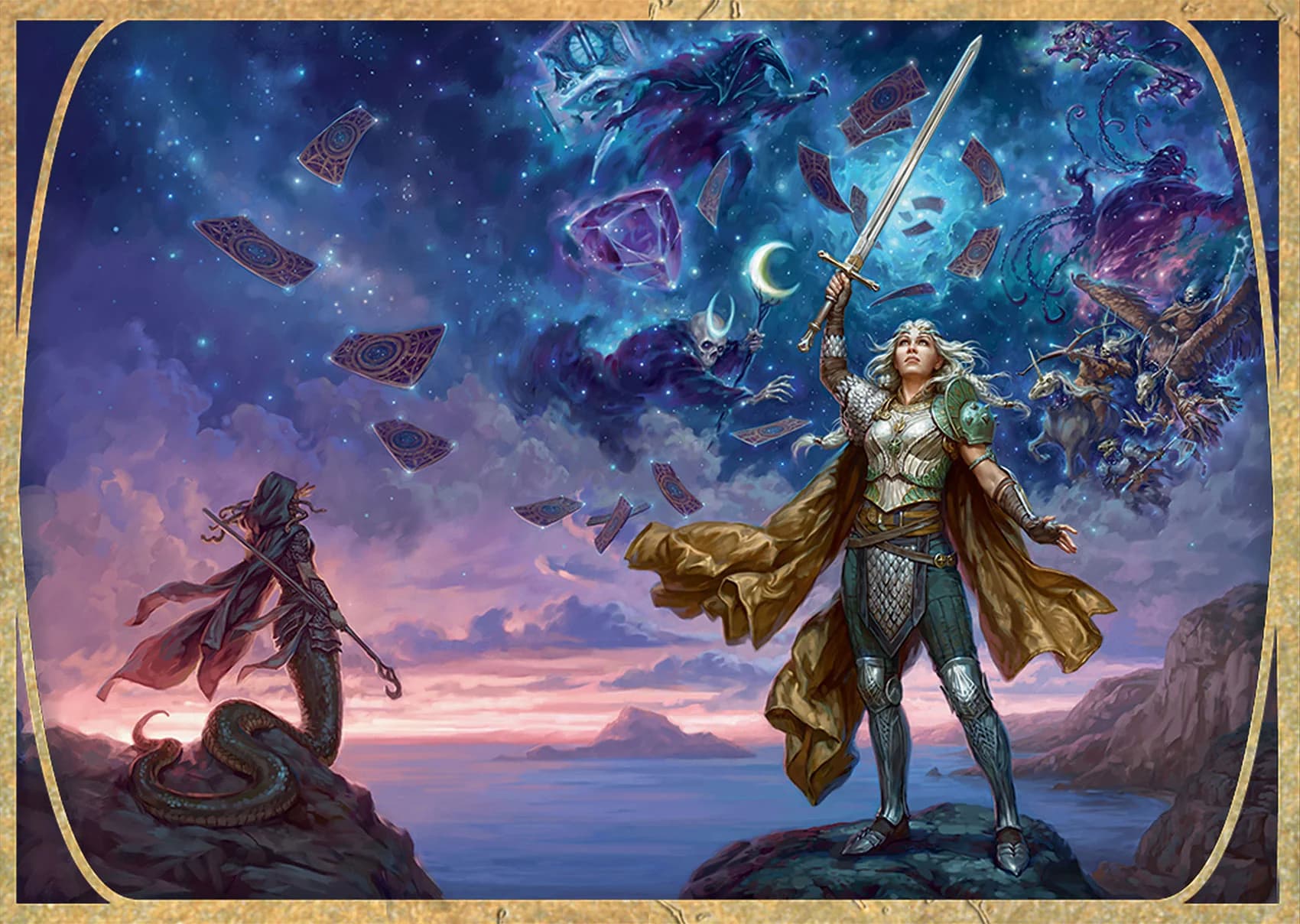 On the Cover: Asteria ponders the magic, mystery, and mayhem of the Deck of Many Things in this menagerie of moments by Ekaterina Burmak.