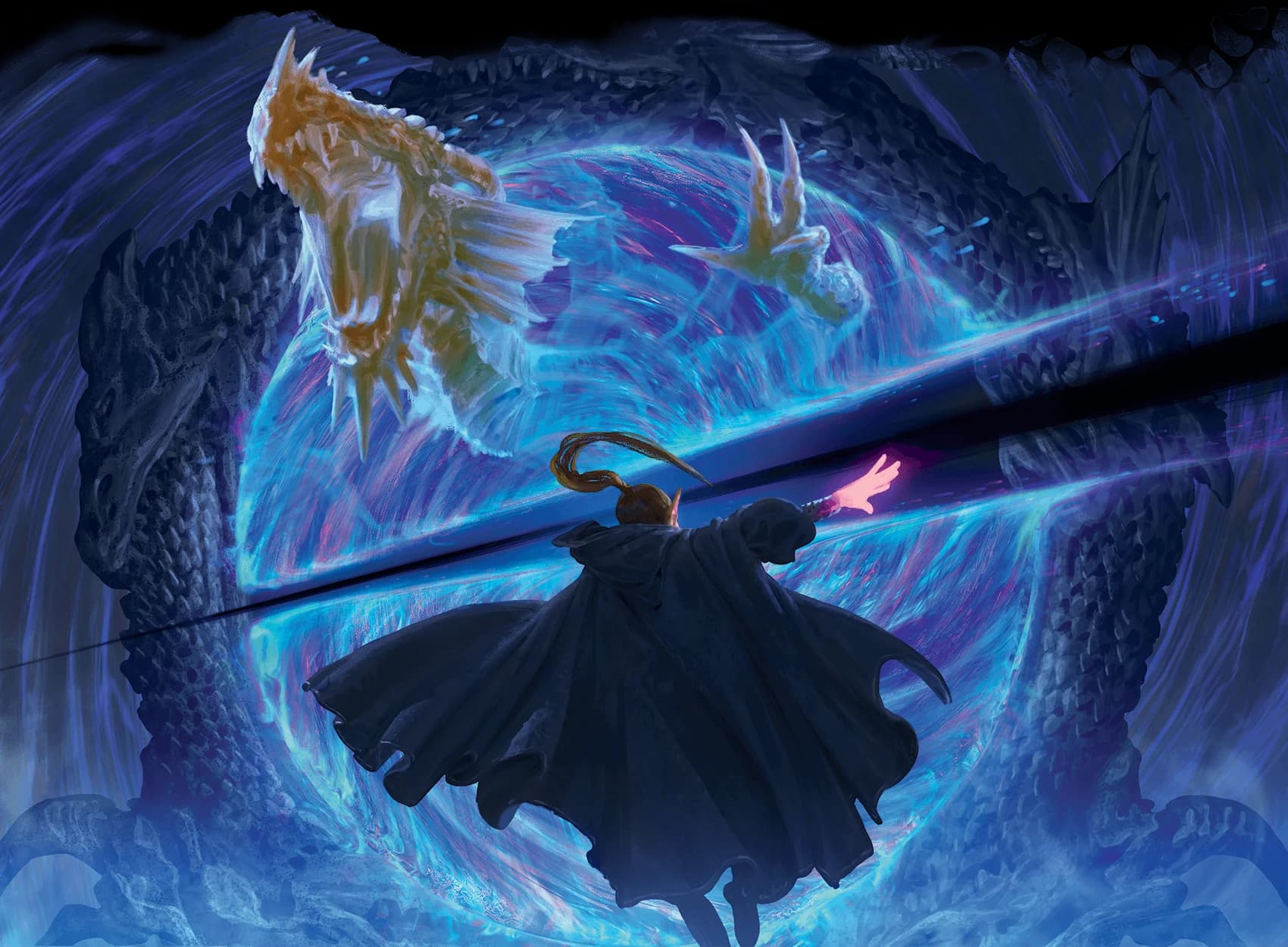 An adventurer closes a portal, preventing an agent of Tiamat from emerging to aid the Cult of the Dragon