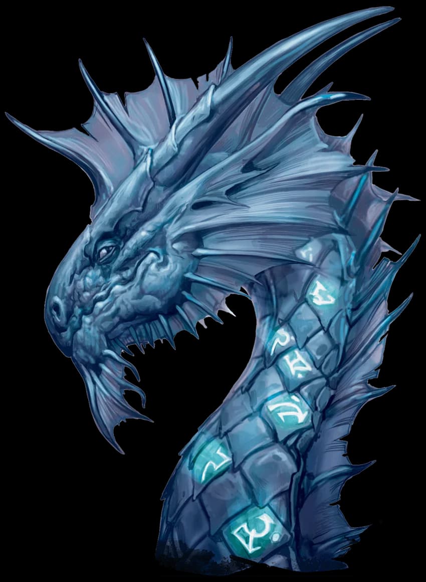 Hidecarved dragons adorn their scales with mystic words