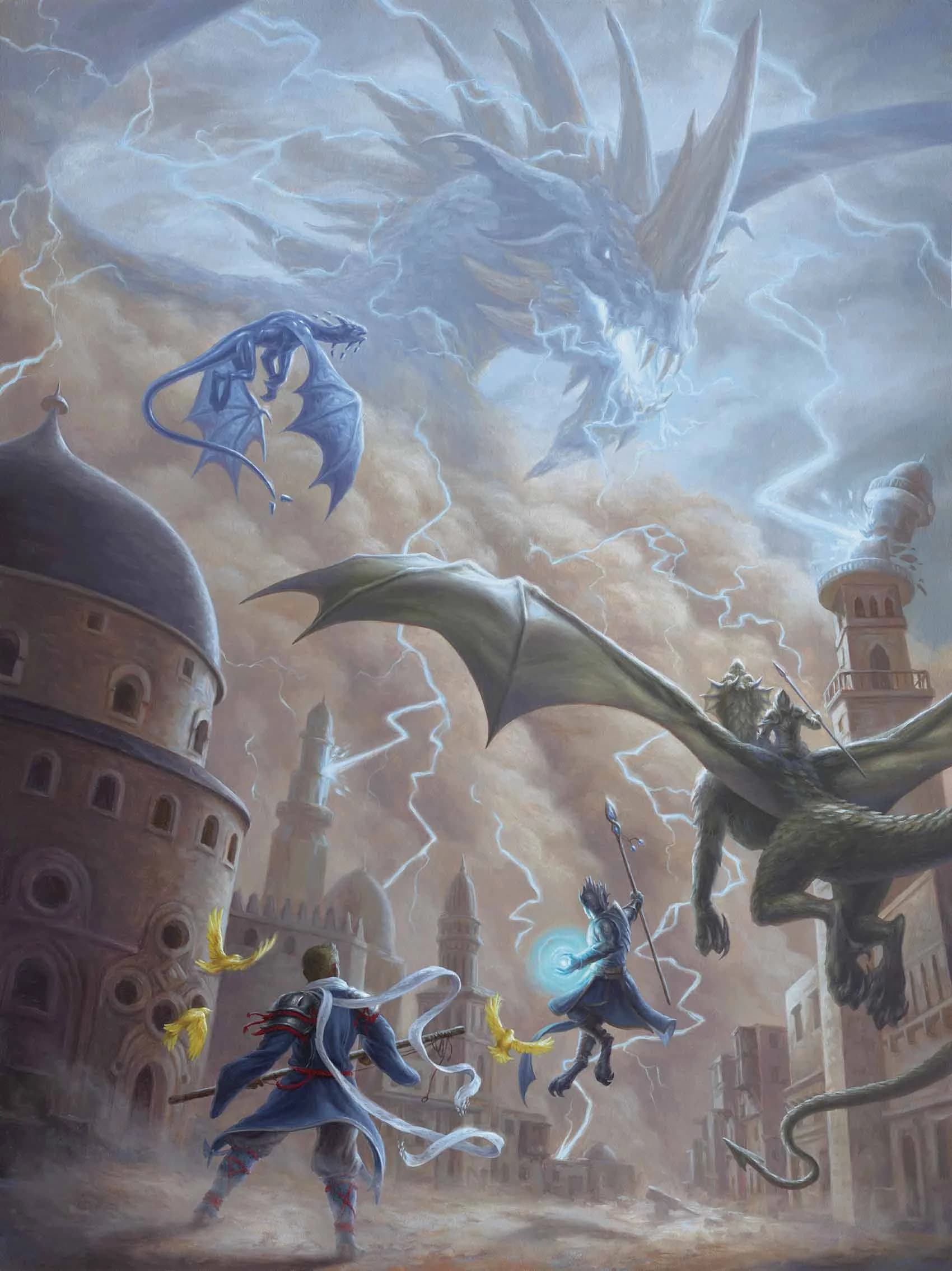 A rampaging blue greatwyrm threatens a world's existence, and Bahamut stands alongside the world's greatest heroes
