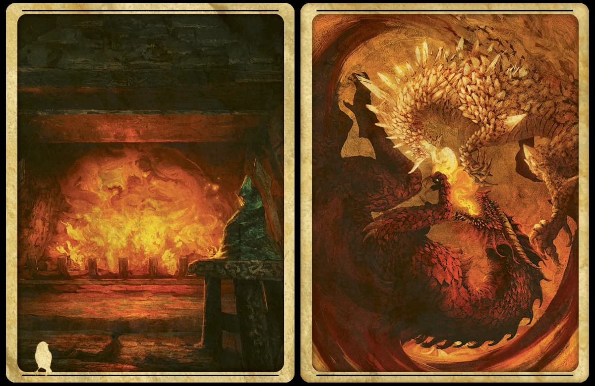 On the Alt-Cover: Battling crystal and red dragons from Fizban's tales come to vivid life, revealing the underlying conflicts of the cosmos in this painting by Anato Finnstark.