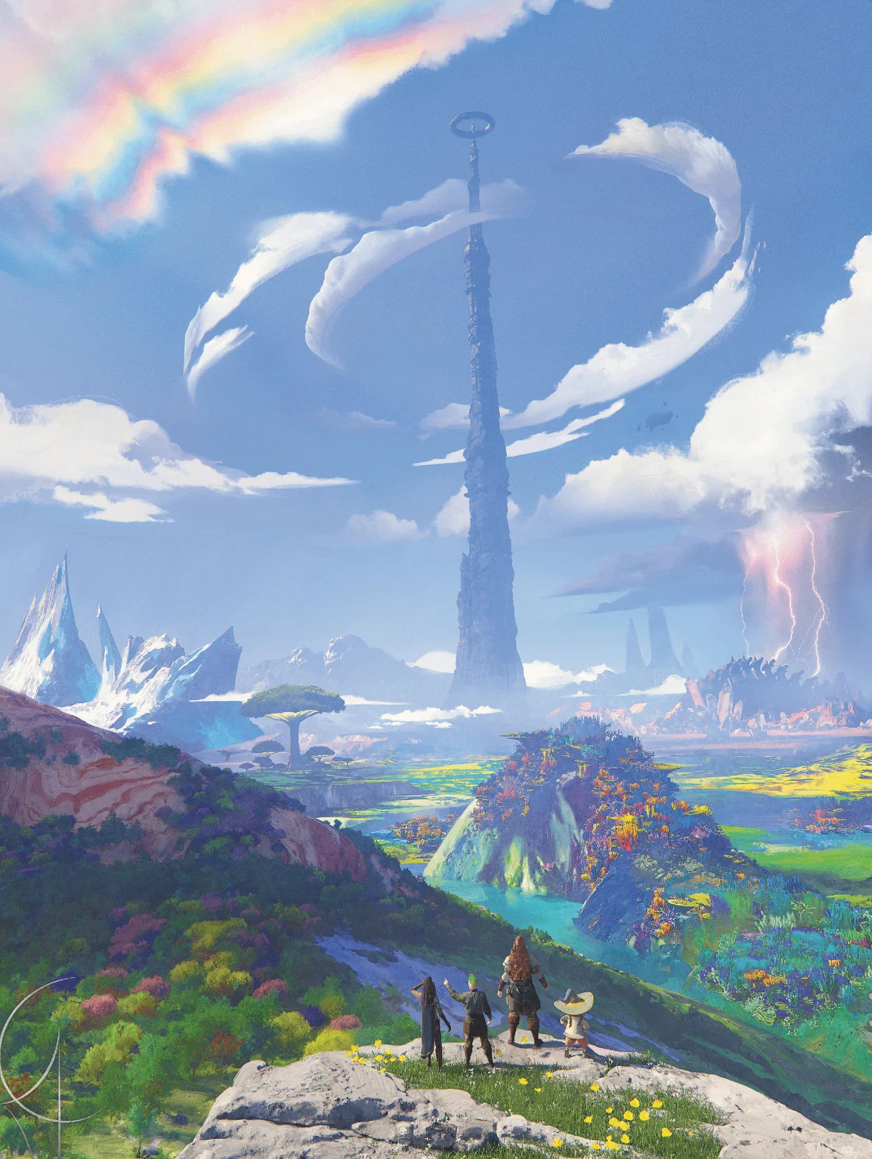 An impossibly tall pillar of rock, the Spire, towers over the vast and varied environments of the Outlands