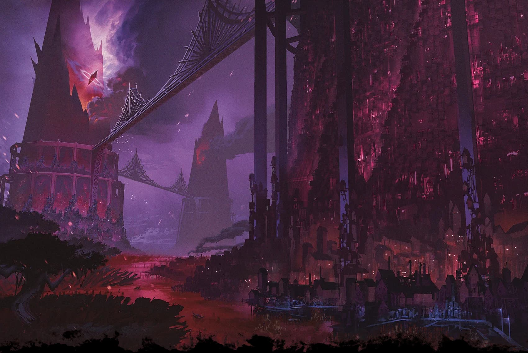 Day and night, Torch's three volcanic spires belch fire and smoke, giving the gate-town its name