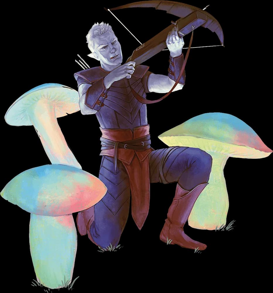 A Drow Rogue takes aim.