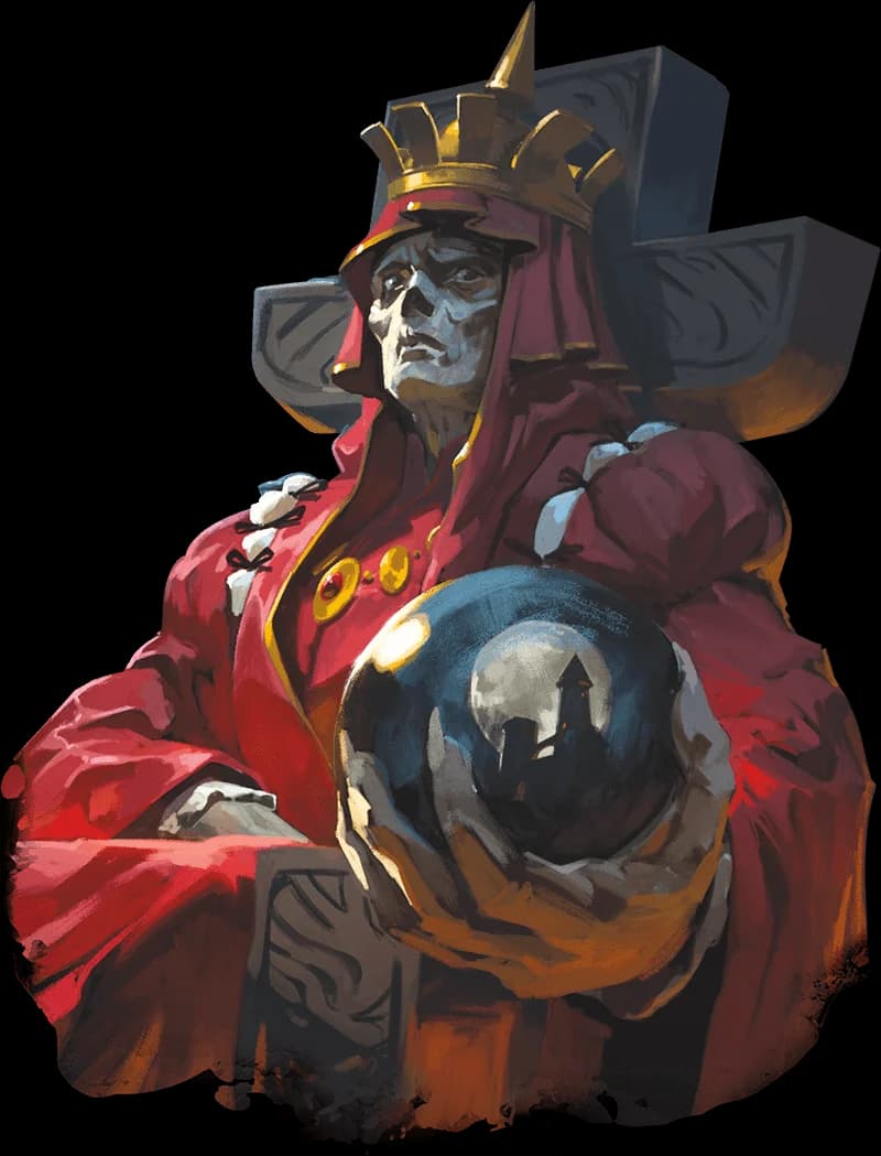 Azalin, the lich, spies on Castle Ravenloft