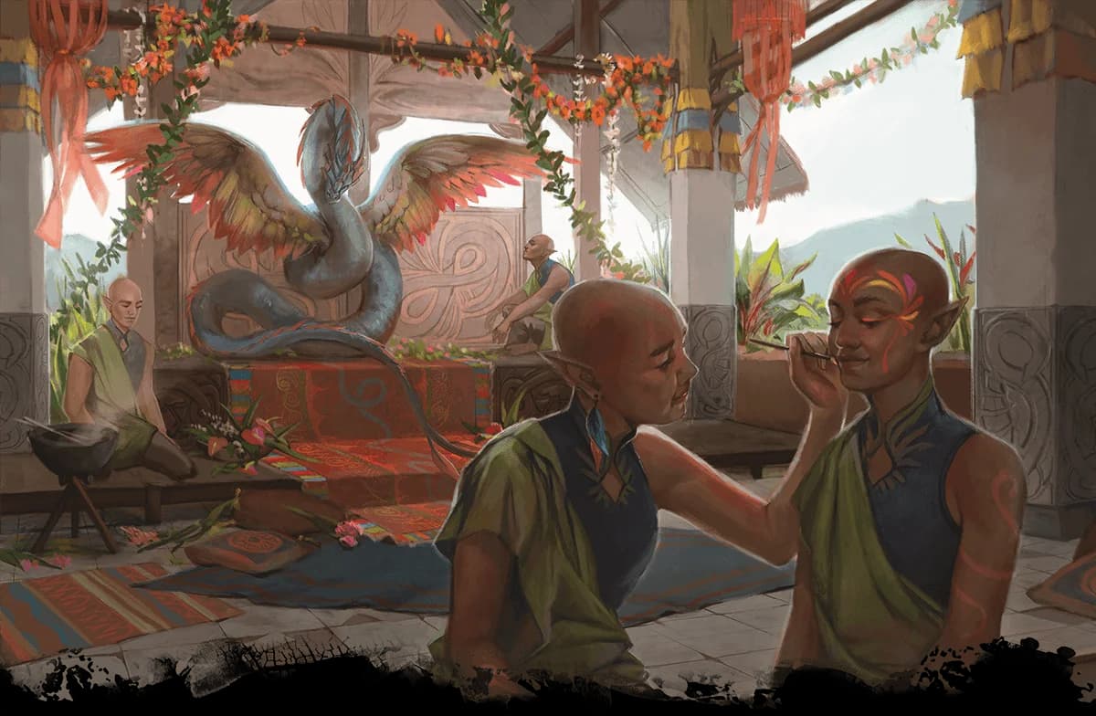 Acolytes prepare for a couatl festival