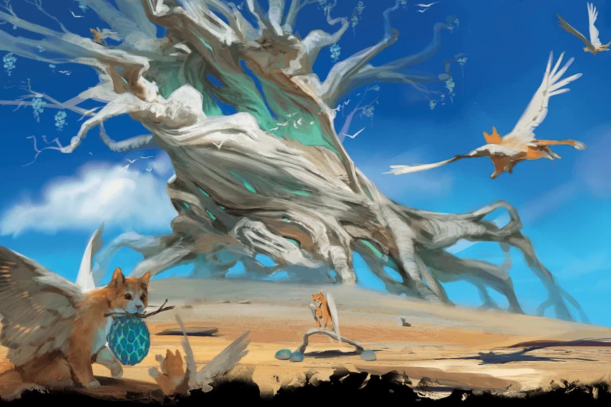 Tressym fly around a primal tree